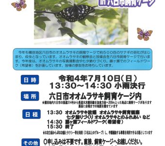 「オオムラサキ放蝶会」へお越しください！