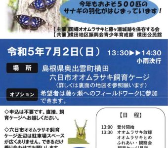 「オオムラサキ放蝶会in六日市飼育ケージ」開催のお知らせ